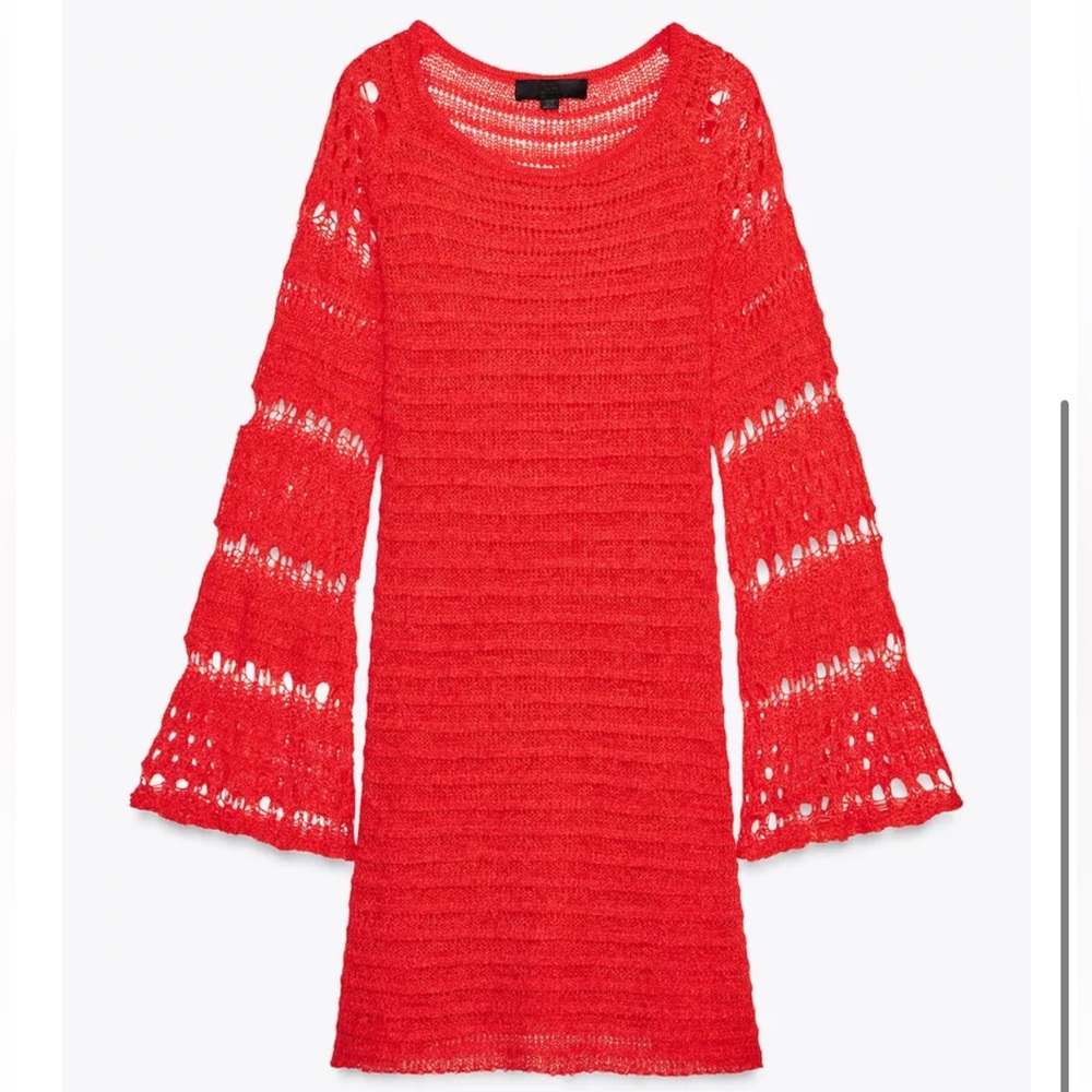 NWT Zara red crochet dress small